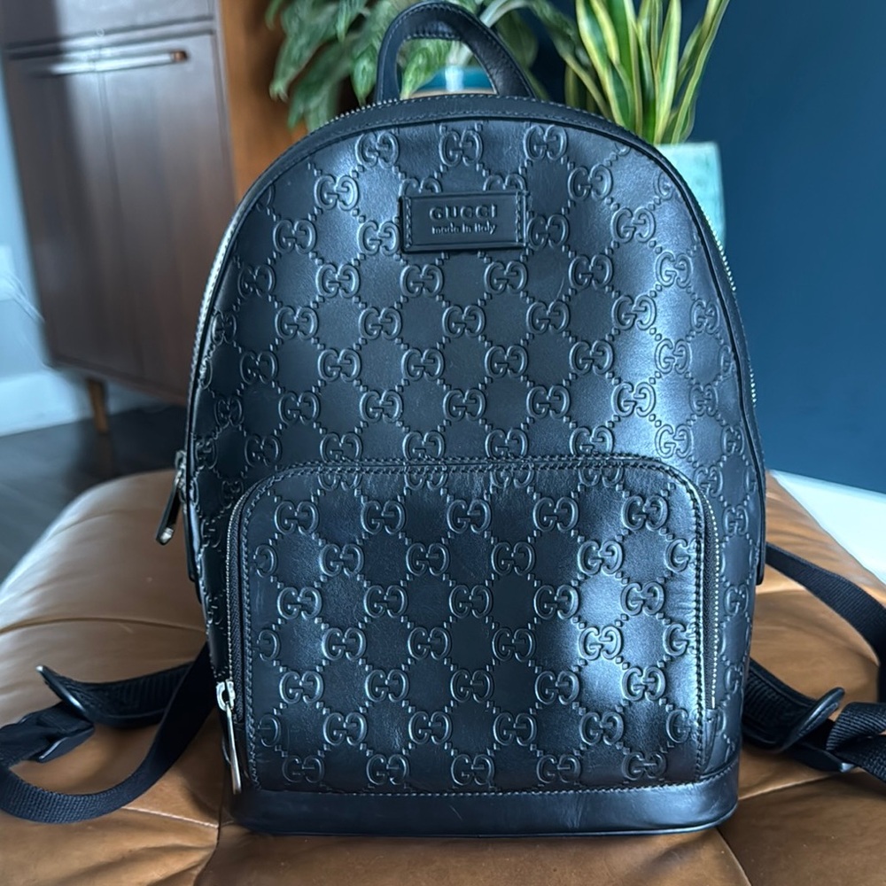 Gucci Embossed Black Backpack